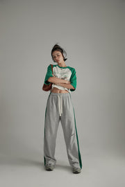 Color Line String Wide Leg Training Pants