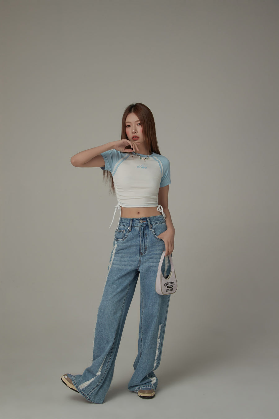 CHUU Chuu Cherry String Colorblocked Short Sleeve T-Shirt