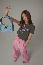 Made By Chuu Colorful Printed Cropped T-Shirt