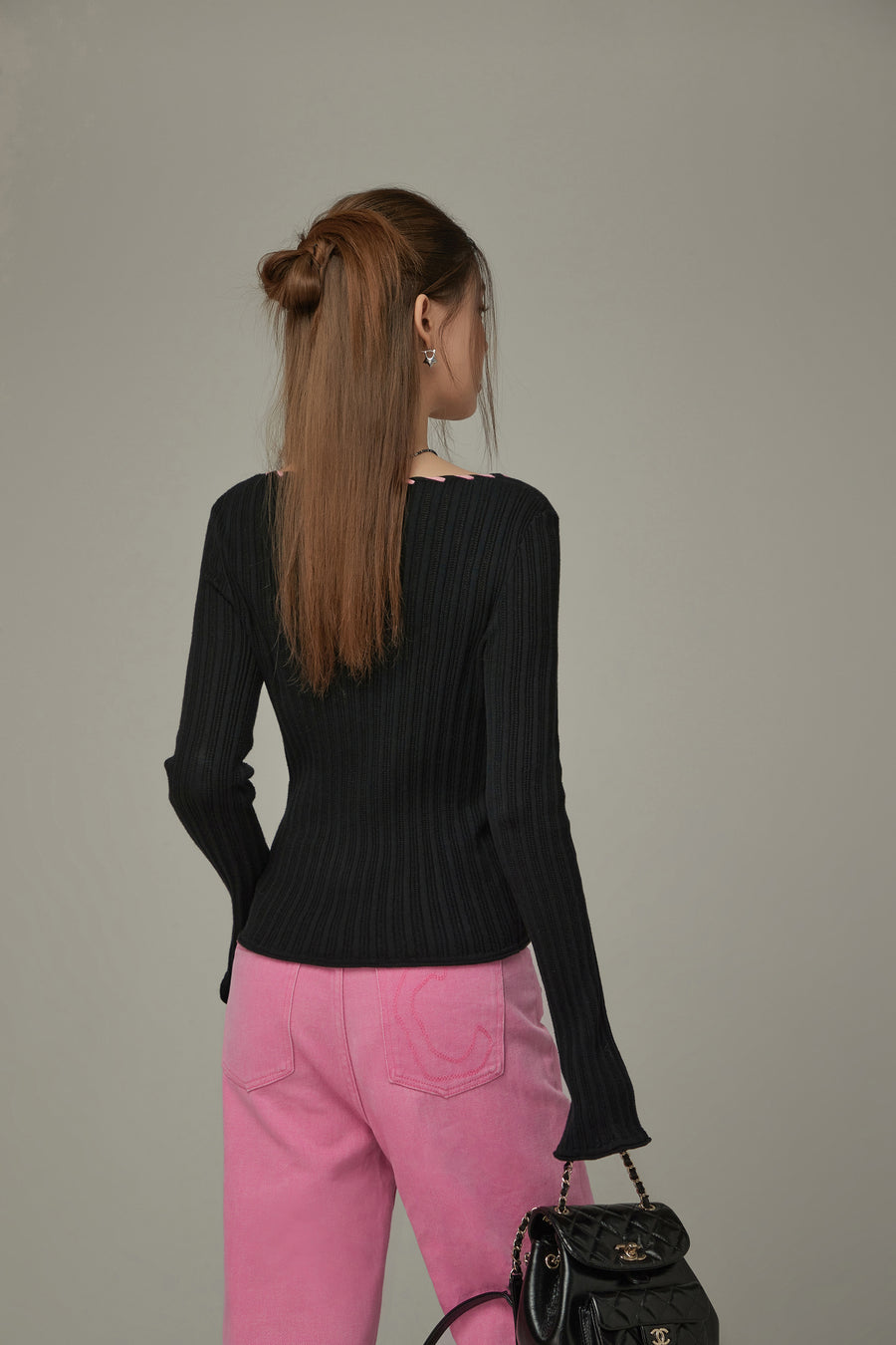 CHUU Color Ribbed Knit Top