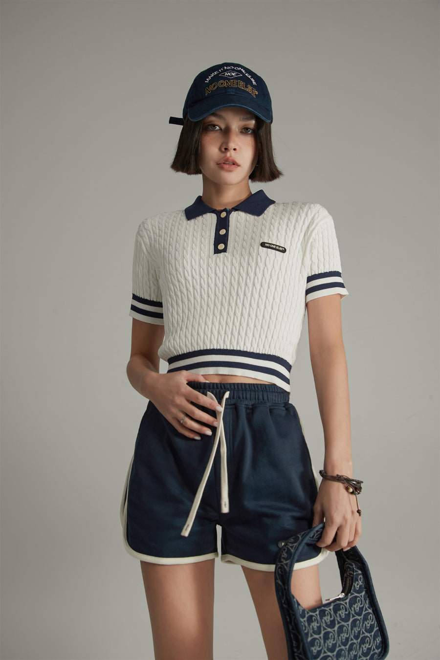 CHUU Colorblocked Striped Knit Slimfit Top