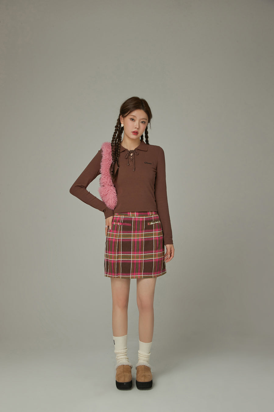 CHUU Colored Eyelet Tie Up T-Shirt