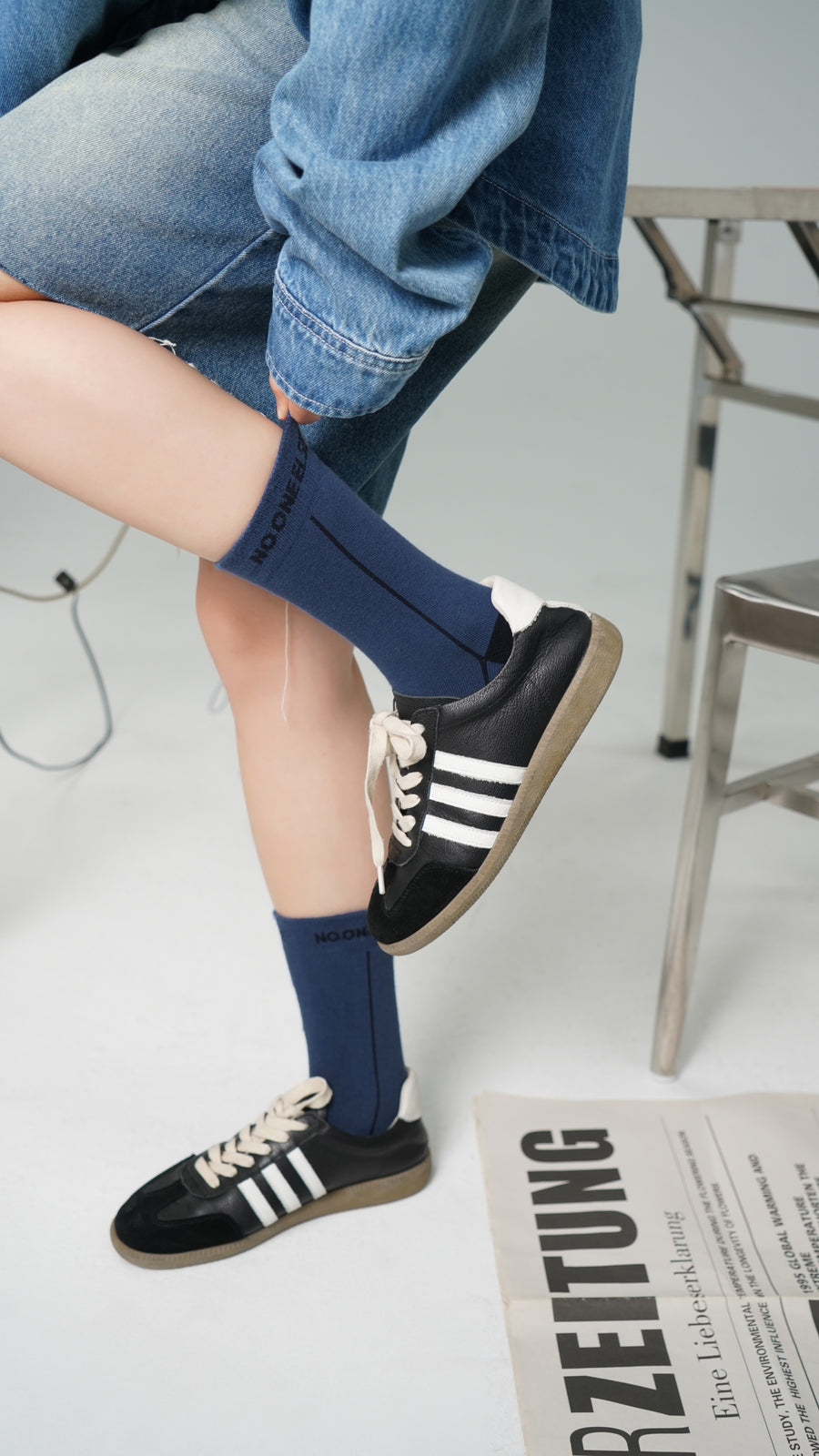 CHUU Color Matching Vintage Jacquard High Socks