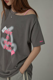 Nice To Meet Chuu Off-The-Shoulder Cherry T-Shirt