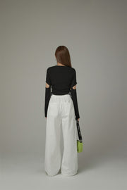 Logo Banding Wide Casual Pants