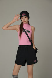 Elastic Waist Drawstring Sporty Shorts