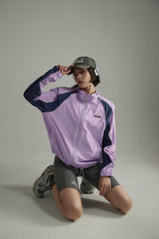 Colorblocked Boxy Sports Style Casual Drawstring Jacket