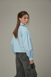 Point Collar Puff Sleeve Shirt