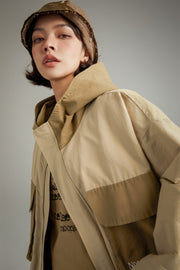 Two Tone Cargo Long Jacket