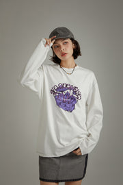 Printed Boxy Mushroom Long Sleeve T-Shirt