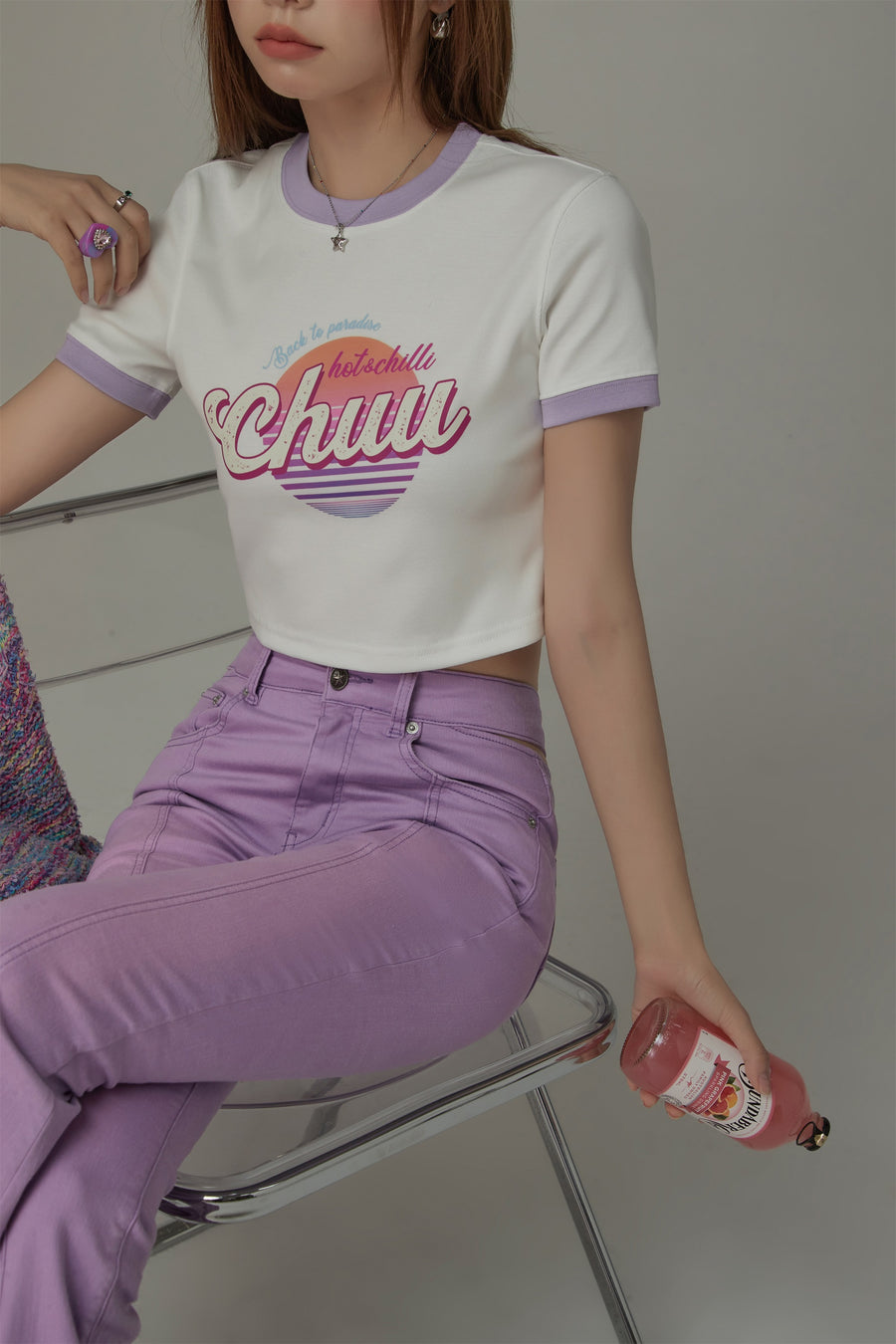 CHUU Color Combination Hot And Chill Line T-Shirt