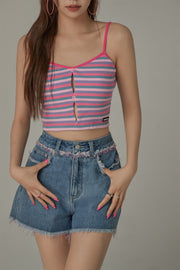 Rainbow Striped Cropped Sleeveless Top