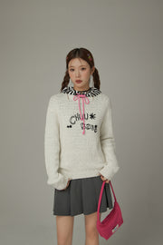 Macaron Color Logo Knit Sweater