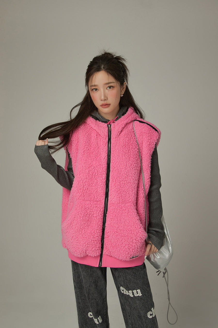 CHUU Fleece Vest Hooded Jacket