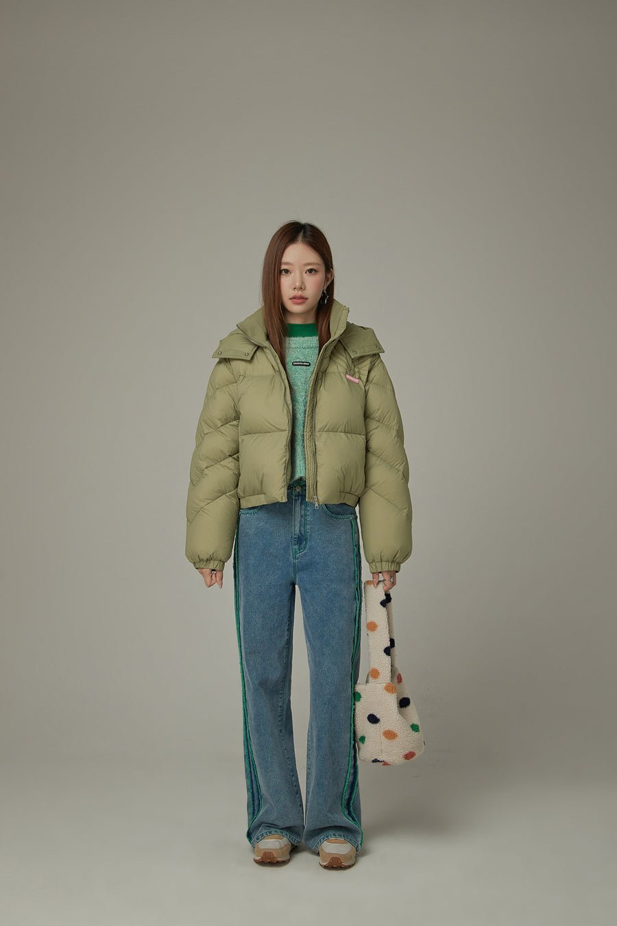 CHUU Colored Hooded Simple Padded Jacket