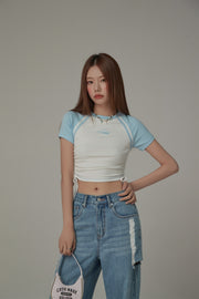 Chuu Cherry String Colorblocked Short Sleeve T-Shirt