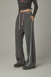 String Wide Sporty Pants