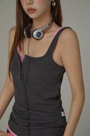 Color Button Sleeveless Tank Top