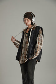 Checked Hooded String Shirt