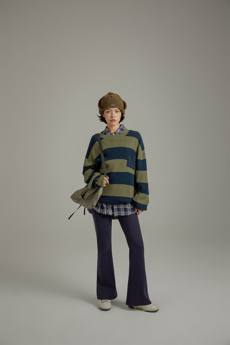 CHUU Color Pocket Stripe Knit Sweater