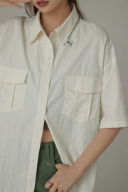 Multi-Pocket Short Sleeve Shirt Jacket