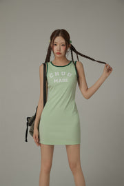 Fall In Love With Chuu Color Lined Sleeveless Mini T-Shirt Dress