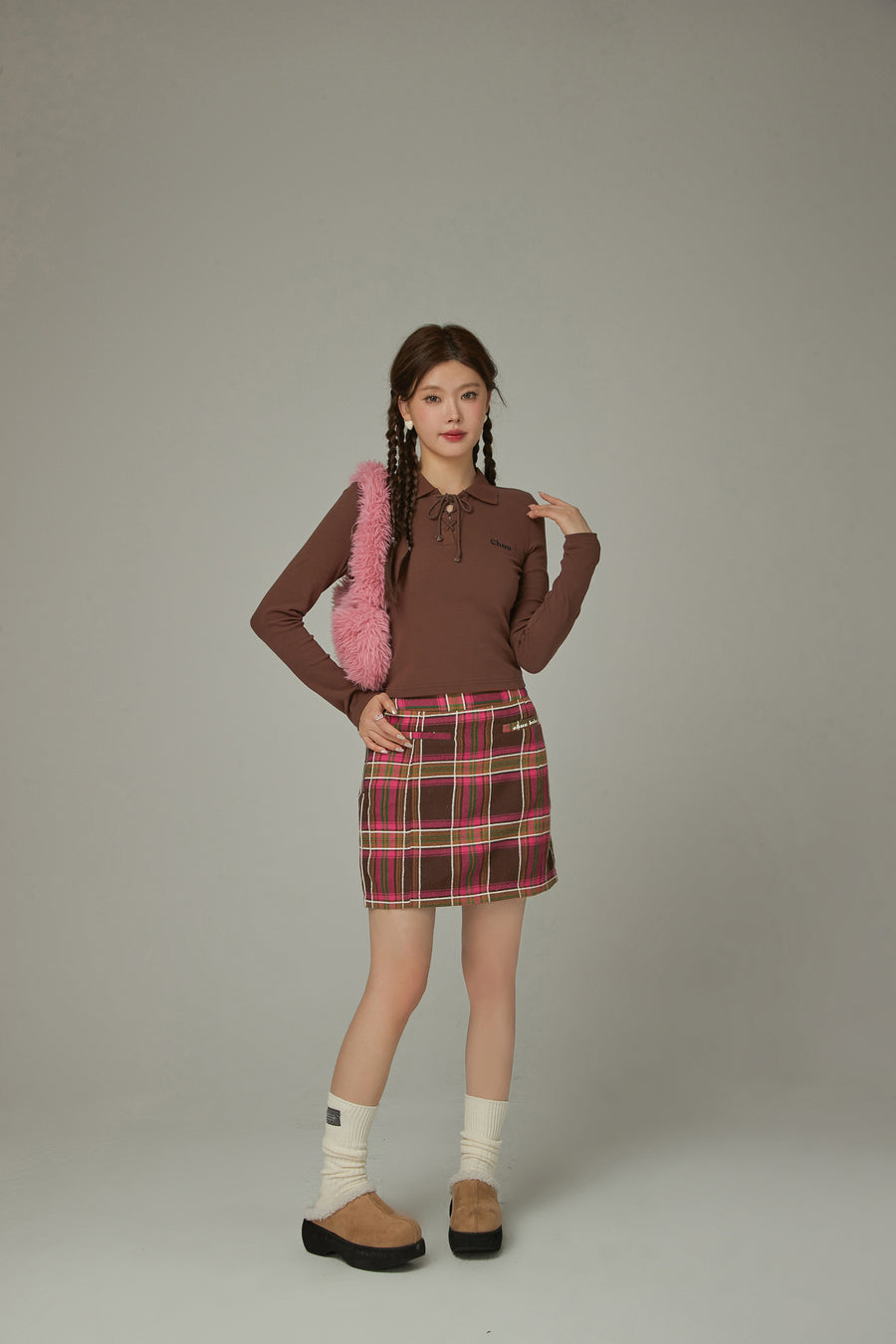 CHUU Colored Eyelet Tie Up T-Shirt