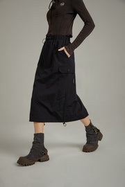 Elastic Waist String Shirring Skirt