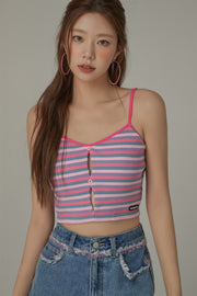 Rainbow Striped Cropped Sleeveless Top