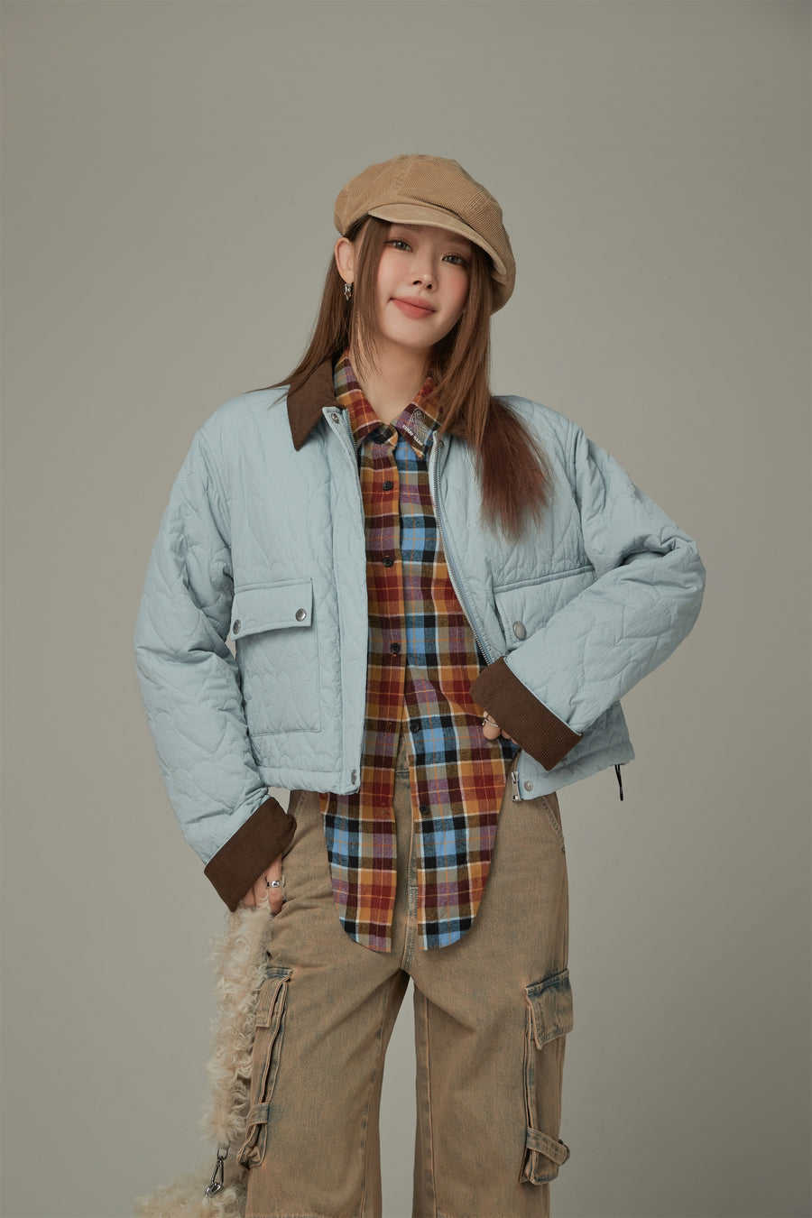 CHUU Color Heart Quilted Jacket