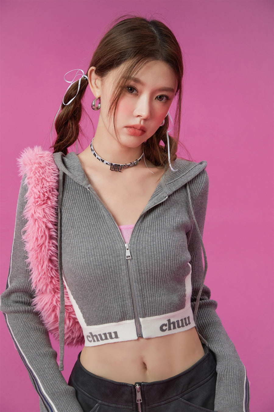 CHUU Hooded Crop Cardigan