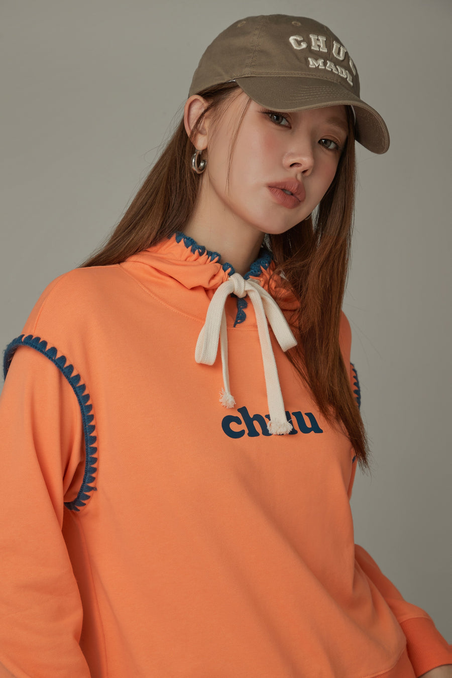 CHUU Logo Lined String Hoodie