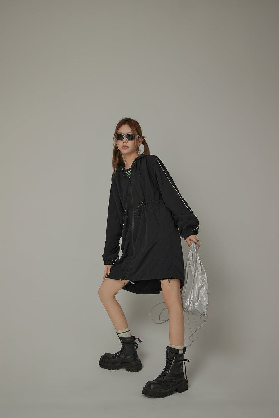 CHUU Basic Cinched String Hooded Jacket