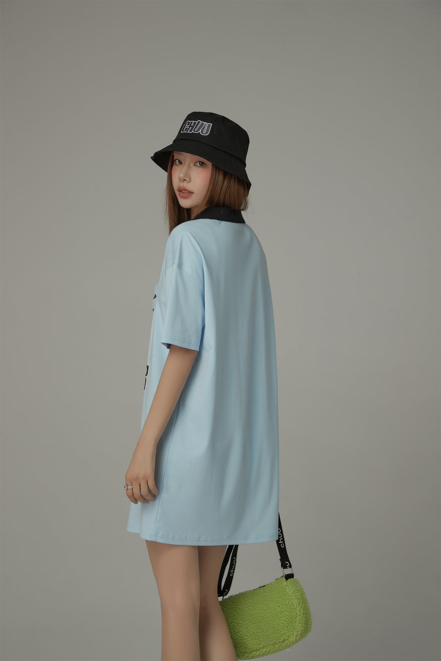 CHUU Chuu Size Doesnt Matter Front Cut Out Polo Neck T-Shirt Dress