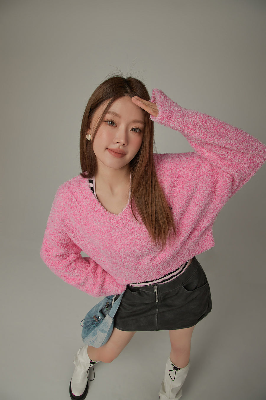 CHUU Cherry Crop Knit Sweater