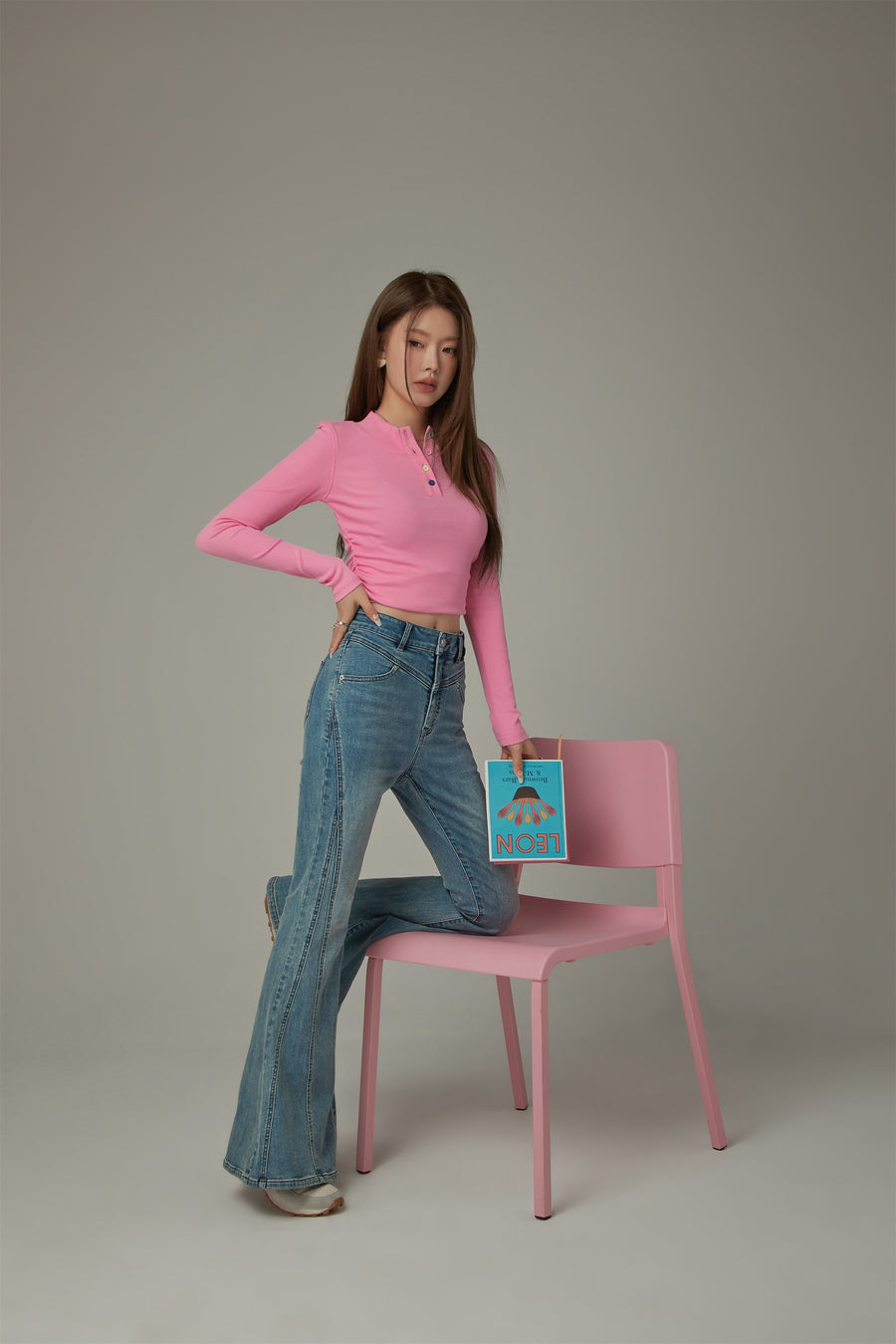 CHUU Stitch Lined Denim Wide Jeans