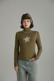 Star High Neck Stitch Top