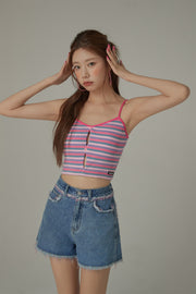 Rainbow Striped Cropped Sleeveless Top