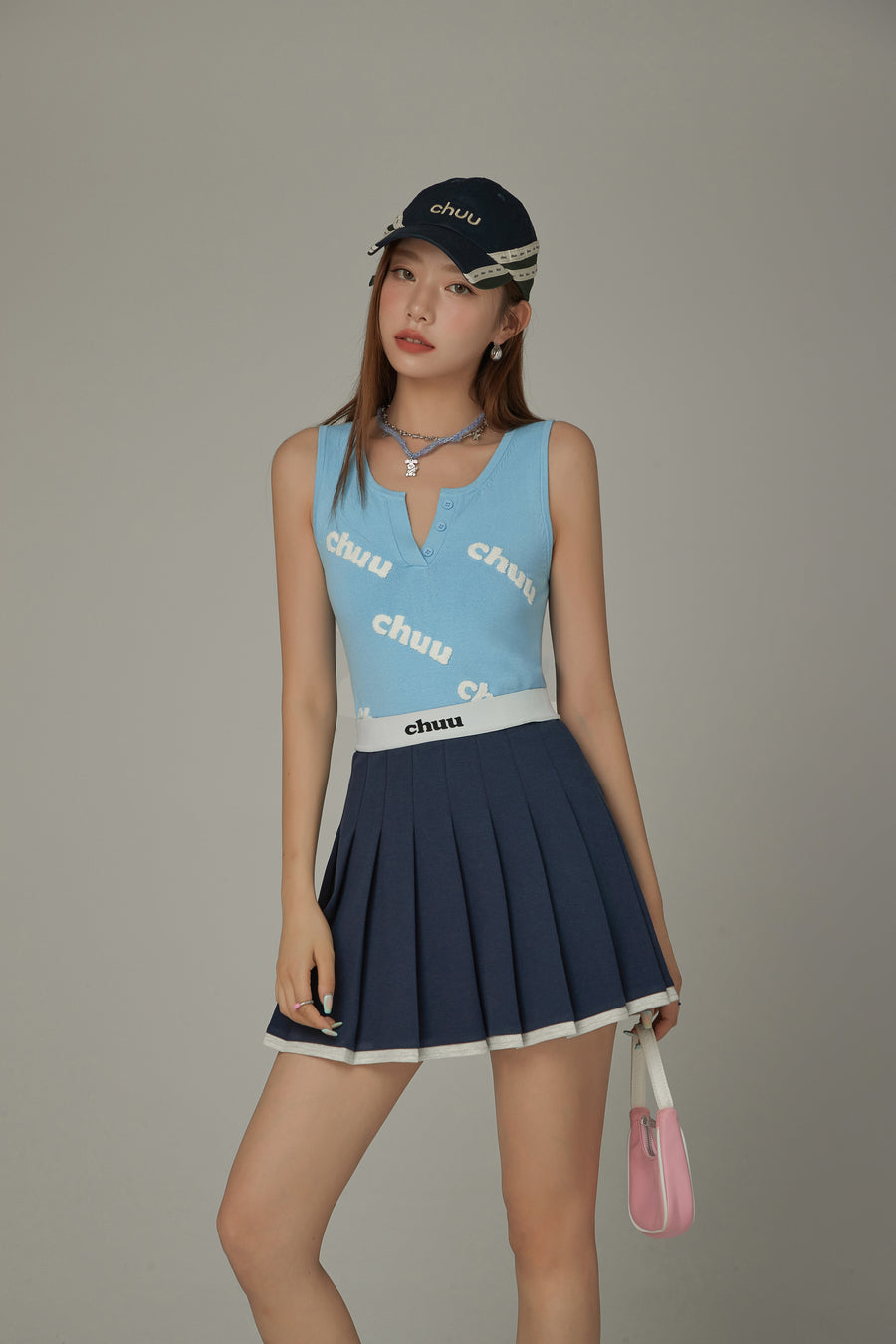 CHUU Logo Color Lettering Button Sleeveless Top