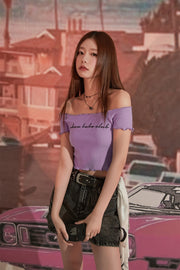 Chuu Babe Club Ruffled Off-The-Shoulder T-Shirt