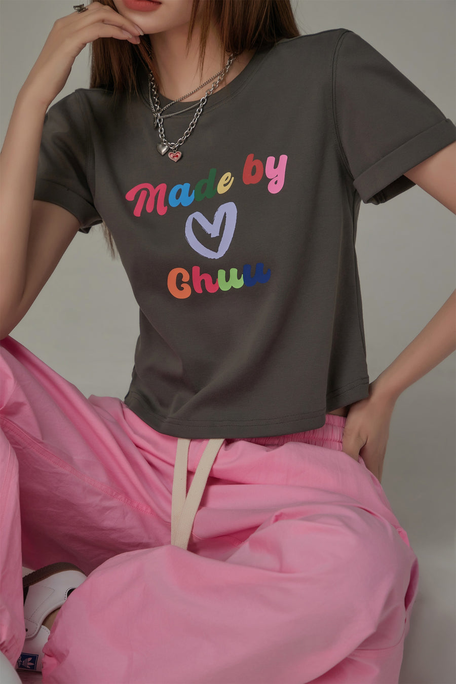 CHUU Made By Chuu Colorful Printed Cropped T-Shirt