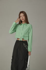 Point Pocket Semi Cropt Shirt