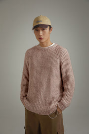 Loose Fit Raglan Knit Distressed Sweater