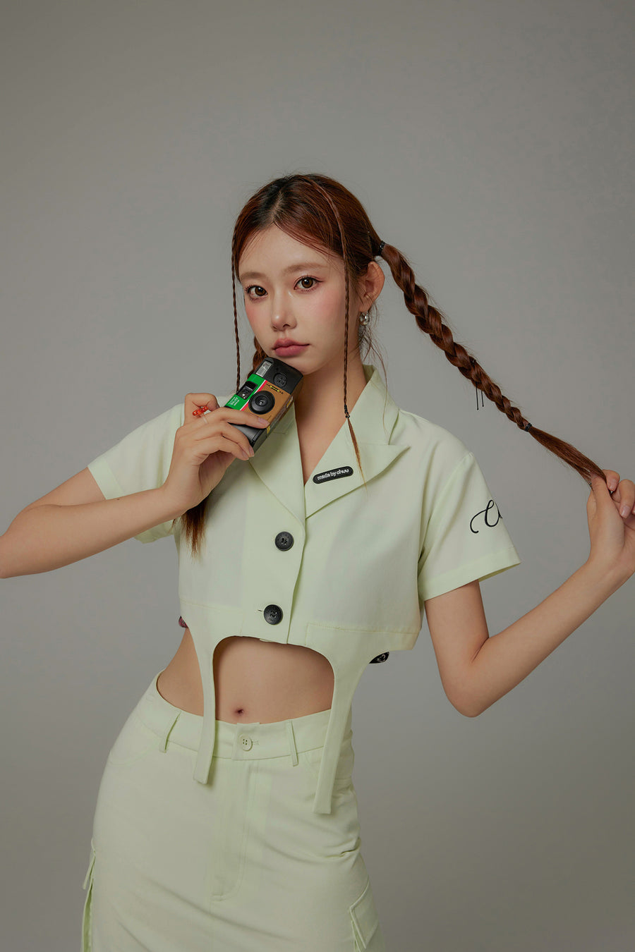 CHUU Single-Button Short Sleeve Crop Jacket