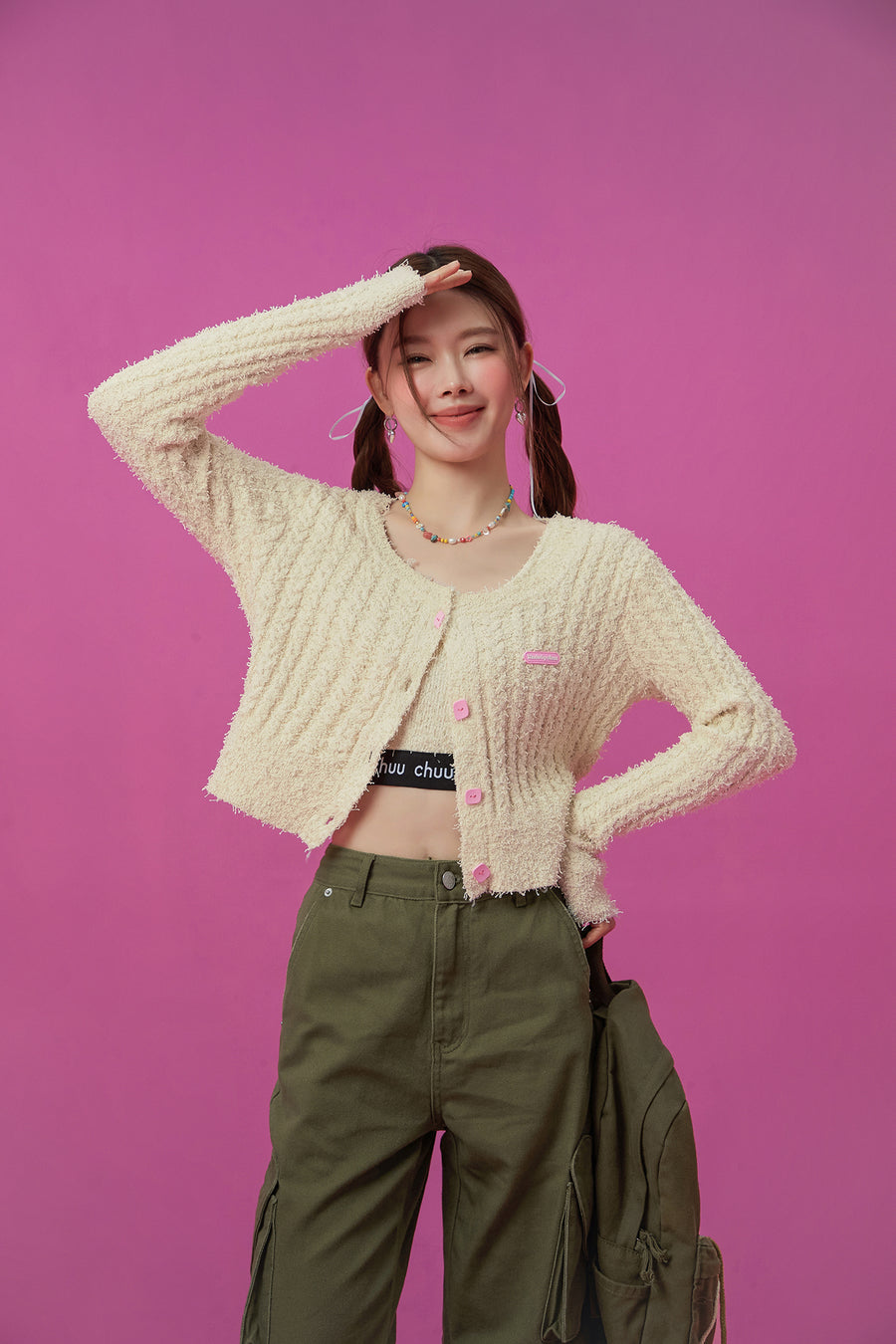 CHUU Color Crop Cardigan