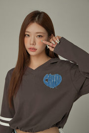 Logo Heart Crop Hoodie