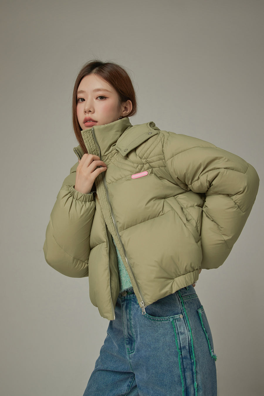 CHUU Colored Hooded Simple Padded Jacket