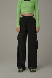 Pocket Straps Cargo Wide Pants