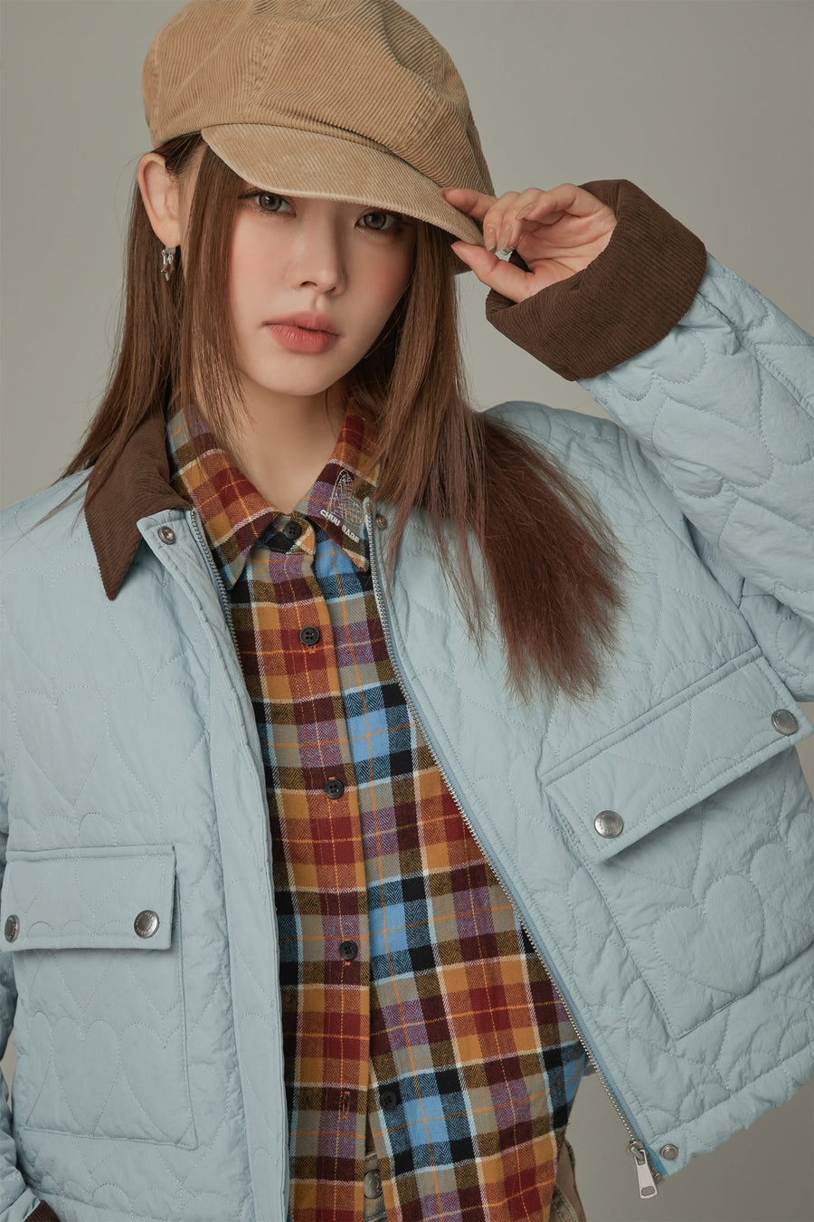 CHUU Color Heart Quilted Jacket