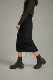 Elastic Waist String Shirring Skirt